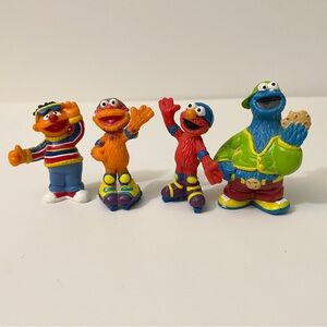 Vtg Sesame Street 90s Figurine Lot Hip Hop & Rollerblading 4pc